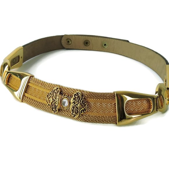 BB Simon Belt Gold-tone Metal Chain filigree sz M